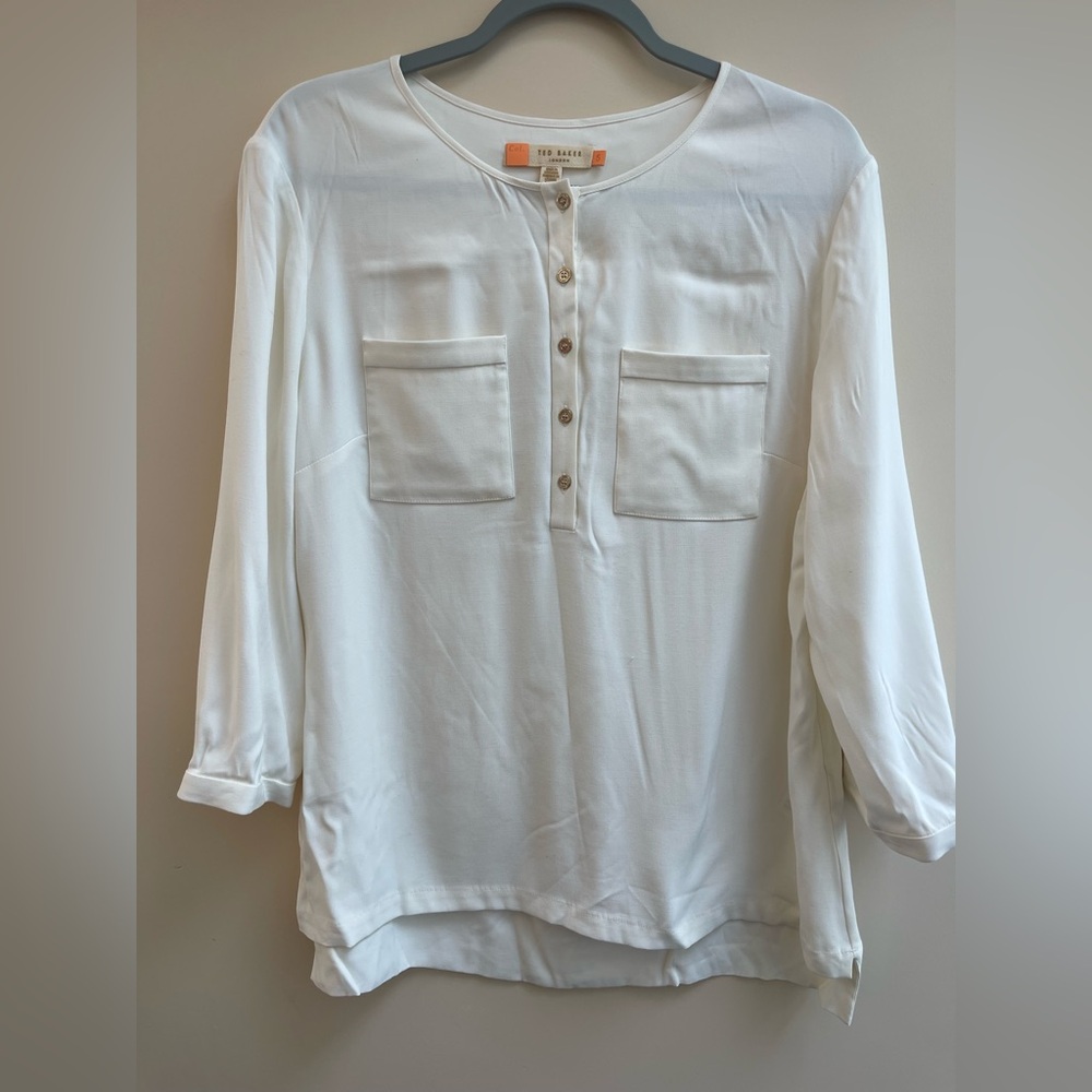 Ted Baker Women's White Blouse size 5 (US10-12)